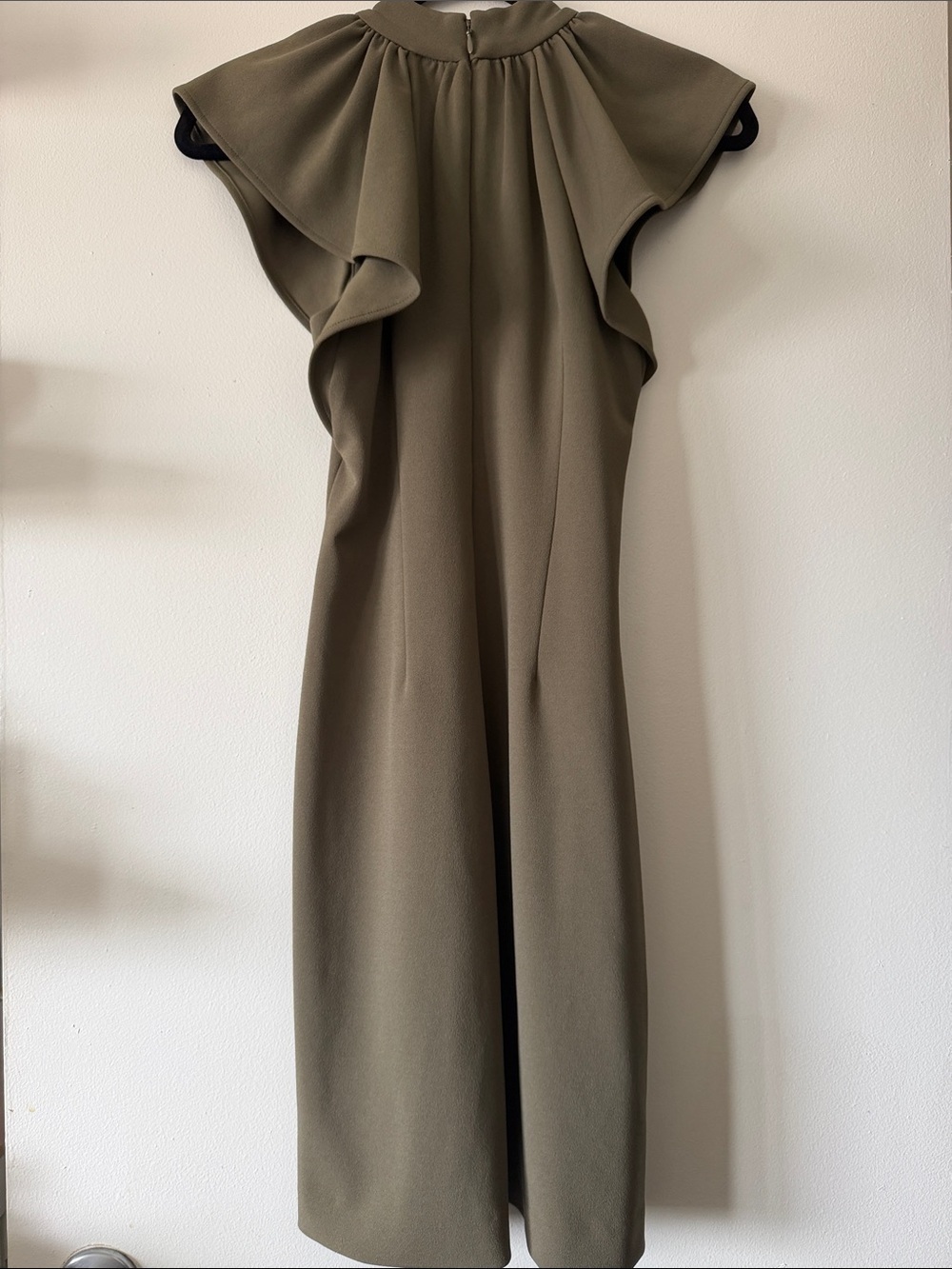 Calvin Klein|Chic Elegant Sleeveless Olive High-Neck Flutter Dress|Size 4|EUC - Picture 7 of 11